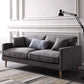 Fabric Slipcovered Sofa Dark Grey Square Arm Sofa with 3 Pillows