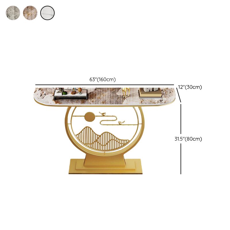 Sofá de consola Glam Stone Mesa Half Moon Iron Accent Table para Hall
