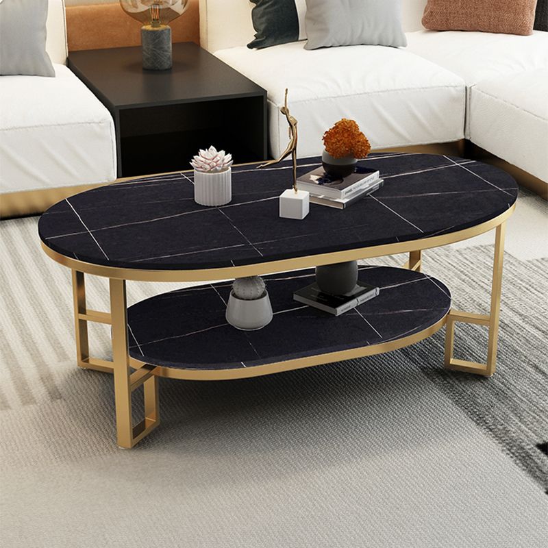 Table basse de table basse ovale en ardoise Glam avec rangement