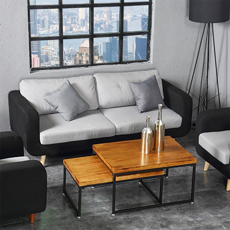 Modern Simple Wood Rectangular Coffee Table Sled 2 Nesting Cocktail Table Set