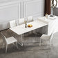 Rectangular Stone Dining Table Modern White-black Furniture with Acrylic Double Pedestal Clearhalo 'Dining Tables & Seating' 'Dining Tables' 'dining_table' 'furn' 'furn_dining_table' 'Furniture' 'Kitchen & Dining Furniture' 1200x1200_c16dc225-a5c5-49df-8566-f676491563a7