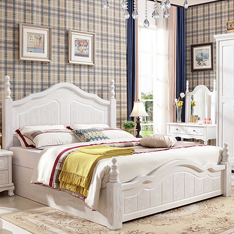Victorian White Standard Bed in Solid Wood with Panel Headboard Clearhalo 'Bedroom Furniture' 'Beds' 'furn' 'furn_beds' 'Furniture' 1200x1200_c16fa41e-2e44-48ec-922c-4bf3abe51257