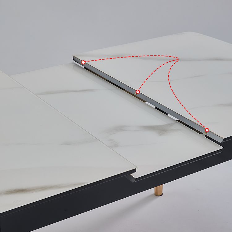 Dining Room Set Contemporary Rectangular Extendable Sintered Stone Dining Table with Wood Base Clearhalo 'Dining Room Sets' 'Dining Tables & Seating' 'dining_room_set' 'furn' 'furn_dining_room_set' 'Furniture' 'furniture_dining_room_set' 'Kitchen & Dining Furniture' 'kitchen&dining_furn' 'kitchen' 1200x1200_c16fbc63-618c-465d-96cb-4a15209aca3a