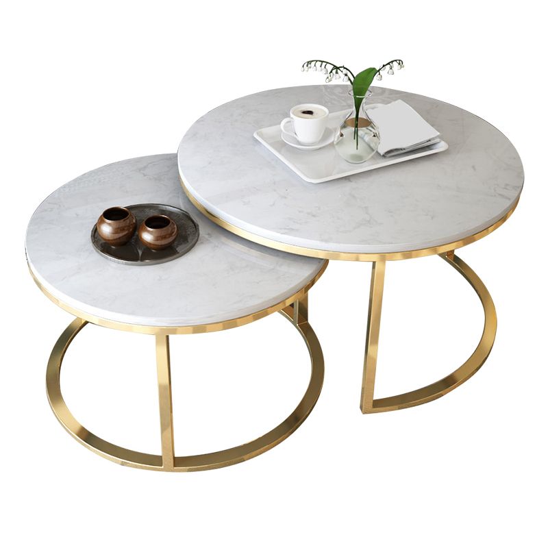 Frame Glam Simple Coffee Table Marble Round Cocktail Table Set Clearhalo 'Coffee & Accent Tables' 'Coffee Tables' 'coffee_tables' 'furn' 'furn_coffee_tables' 'Furniture' 'Living Room Furniture' 1200x1200_c16fdfcc-ec85-419a-9f3a-181566afa9c9