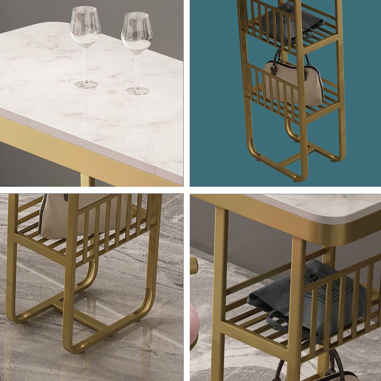 White Stone Bar Table Traditional Luxury Rectangle Bar Dining Table with Sled Base Clearhalo 'Bar Furniture' 'Bar Tables' 'bar_tables' 'furn' 'furn_bar_tables' 'Furniture' 'furniture_bar_tables' 'Kitchen & Dining Furniture' 1200x1200_c1728dfd-dd98-49de-9fb8-5e8d4f3eaf43