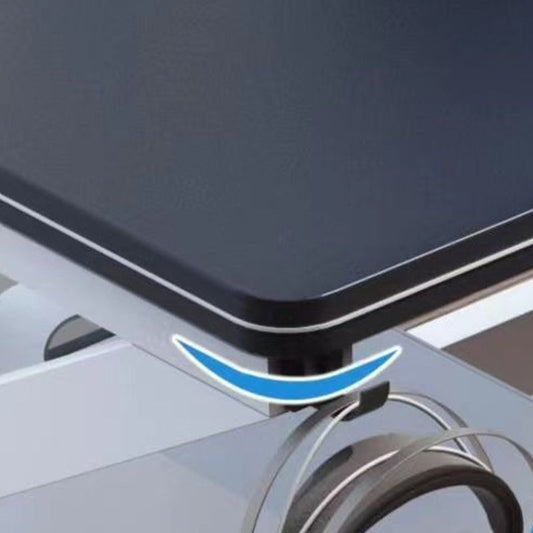 Irregular Shaped Computer Desk Wood Writing Desk in White/Black