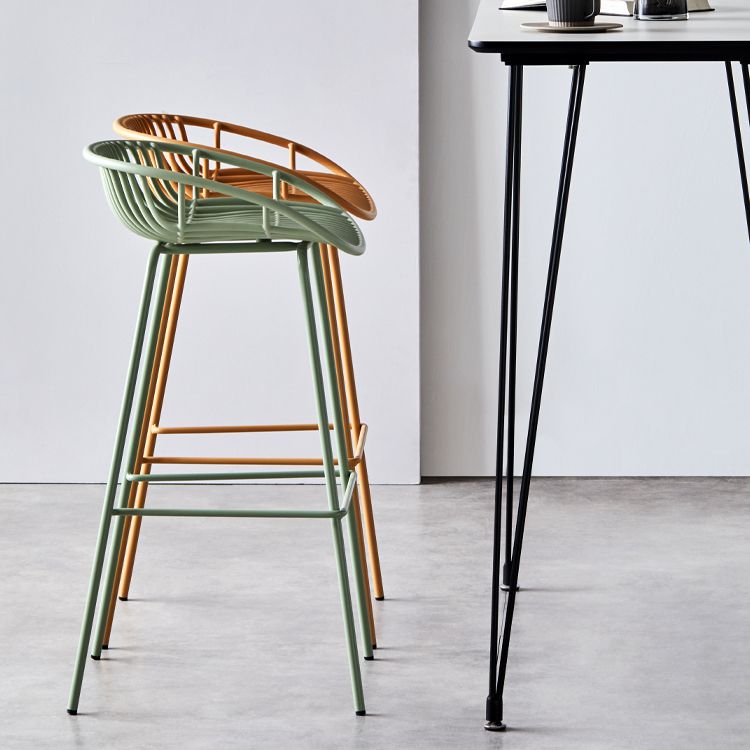 Contemporary Matte Finish Metal Bar Stool Footrest Milk Tea Shop Stool Clearhalo 'Bar Furniture' 'Bar Stools' 'bar_stools' 'furn' 'furn_bar_stools' 'Furniture' 'furniture_bar_stools' 'Kitchen & Dining Furniture' 1200x1200_c172e919-b266-4702-b0a2-3f5e239a46df