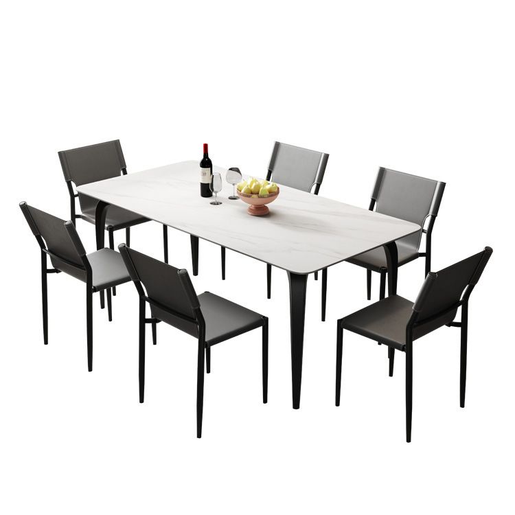 Contemporary Dining Set with Sintered Stone Dining Table and Padded Chairs Clearhalo 'Dining Room Sets' 'Dining Tables & Seating' 'dining_room_set' 'furn' 'furn_dining_room_set' 'Furniture' 'furniture_dining_room_set' 'Kitchen & Dining Furniture' 'kitchen&dining_furn' 'kitchen' 1200x1200_c173259e-e040-49e8-9f81-06fbd5caab2c