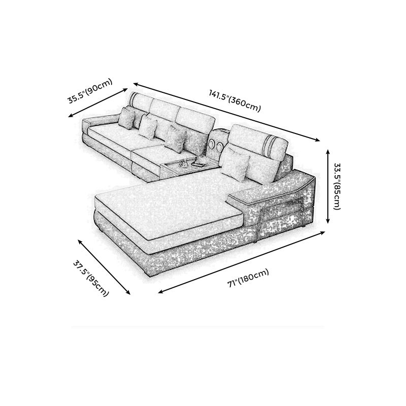 141.73" L√ó 70.86" W √ó 33.46" H Fabric Sofa and Chaise High Back Sloped Arms Sectional Clearhalo 'furn' 'furn_sectionals' 'Furniture' 'furniture_sectionals' 'kitchen' 'kitchen_sectionals' 'Living Room Furniture' 'Sectionals' 1200x1200_c176b919-b467-417a-9b9a-1a36fab7c4fa