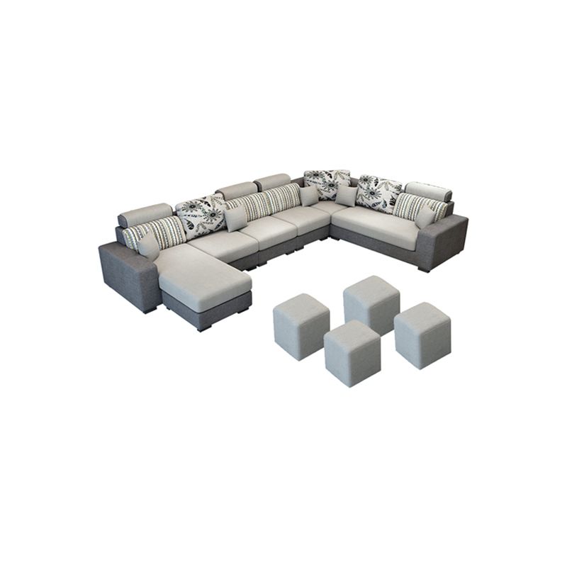 135.83"L x 87.8"W x 35.43"H 4-seat Sofa Square Arm Sectionals with Cushion Back Clearhalo 'furn' 'furn_sectionals' 'Furniture' 'furniture_sectionals' 'Living Room Furniture' 'Sectionals' 1200x1200_c179e980-817e-4ce2-8c46-55c840cc43ee