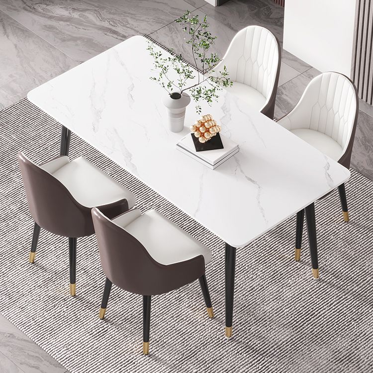 Industrial Home Sintered Stone Dining Table 4 Legs Base Rectangle Table Clearhalo ' dining_table' 'Dining Tables & Seating' 'Dining Tables' 'furn' 'furn_dining_table' 'Furniture' 'furniture_dining_table' 'Kitchen & Dining Furniture' 'kitchen&dining_furn' 'kitchen' 'kitchen_dining_table' 1200x1200_c17aa5bb-f4e3-4ed6-bb9d-dc1e57d26f4e