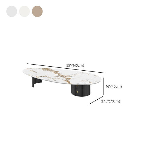 Mesa de café de una sola mesa de 2 patas mesa de café ovalado con almacenamiento