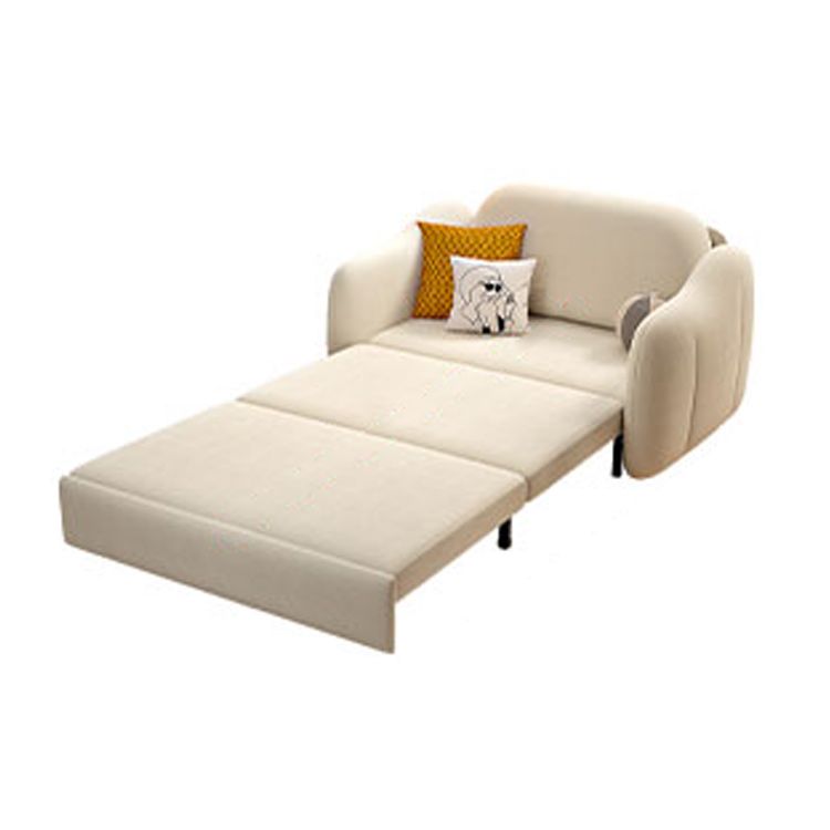 Beige Cushion Back Futon Foldable Pillow Included Sleeper Sofa Clearhalo 'furn' 'furn_futons' 'Furniture' 'Futons & Daybeds' 'Futons' 'Living Room Furniture' 1200x1200_c17eea7a-07e4-4ca9-858a-997373fffee3