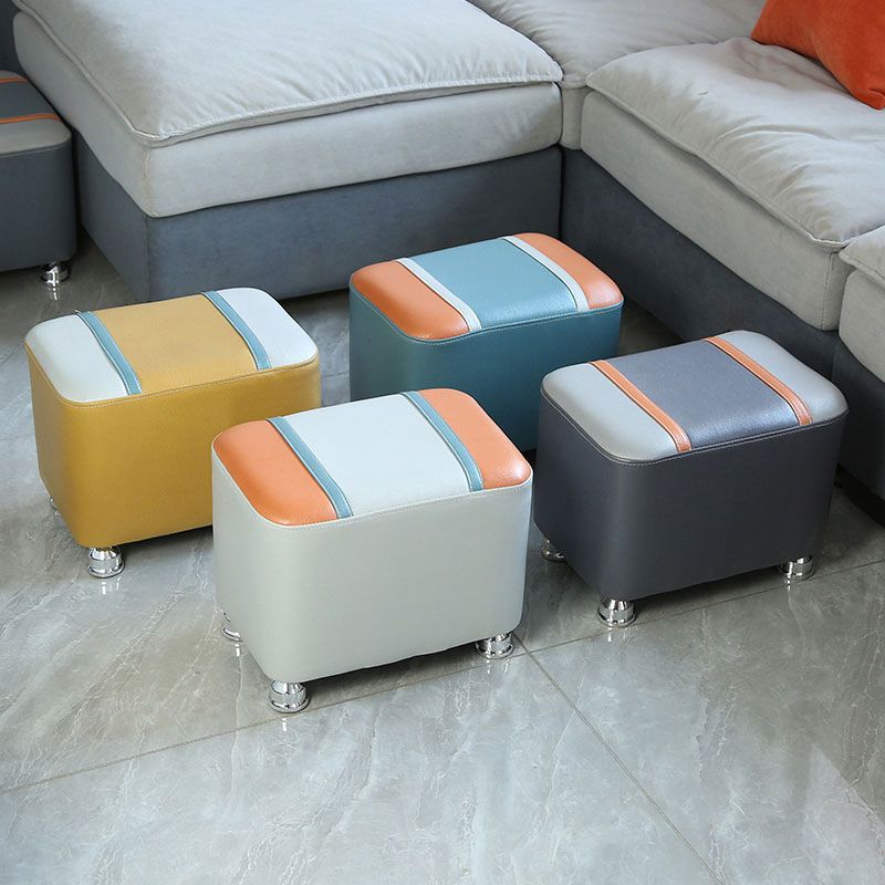 Color Matching Leather Standard Stool Modern Style Simple Rectangular Stool Clearhalo 'furn' 'furn_ottomans_poufs' 'Furniture' 'Living Room Furniture' 'Ottomans & Poufs' 'ottomans_poufs' 1200x1200_c17fce97-b972-4400-941b-ccea00422f3f