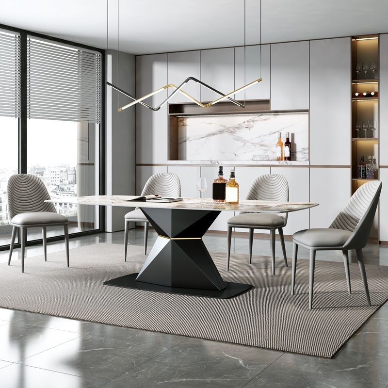 Modern Sintered Stone Top Dining Set Rectangle 1/2/5/7 Pieces Dinette Table Set Clearhalo 'Dining Room Sets' 'Dining Tables & Seating' 'dining_room_set' 'furn' 'furn_dining_room_set' 'Furniture' 'Kitchen & Dining Furniture' 1200x1200_c180075d-11f8-4409-a046-e2602e1998cf