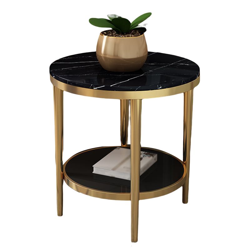 Contemporary Style Round Side End Table Metal Frame Side Table Clearhalo 'Coffee & Accent Tables' 'End & Side Tables' 'end_side_table' 'end_side_tables' 'furn' 'furn_end_side_tables' 'Furniture' 'furniture_end_side_table' 'Living Room Furniture' 1200x1200_c182b9ee-7248-4532-9911-653bb0280055