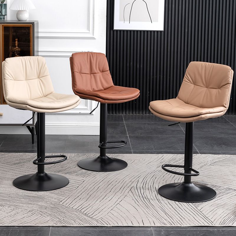 Contemporary Leather Swivel Barstool Indoor Bar Stool with Low Back Clearhalo 'Bar Furniture' 'Bar Stools' 'bar_stools' 'furn' 'furn_bar_stools' 'Furniture' 'furniture_bar_stools' 'Kitchen & Dining Furniture' 1200x1200_c182ed97-872a-408f-ac8b-4d0361391ad7