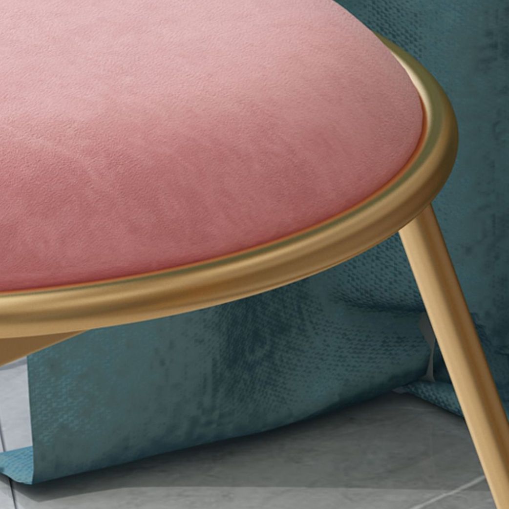 Silla de comedor de comedor lateral de patas de oro sin brazo tapizado glamoroso