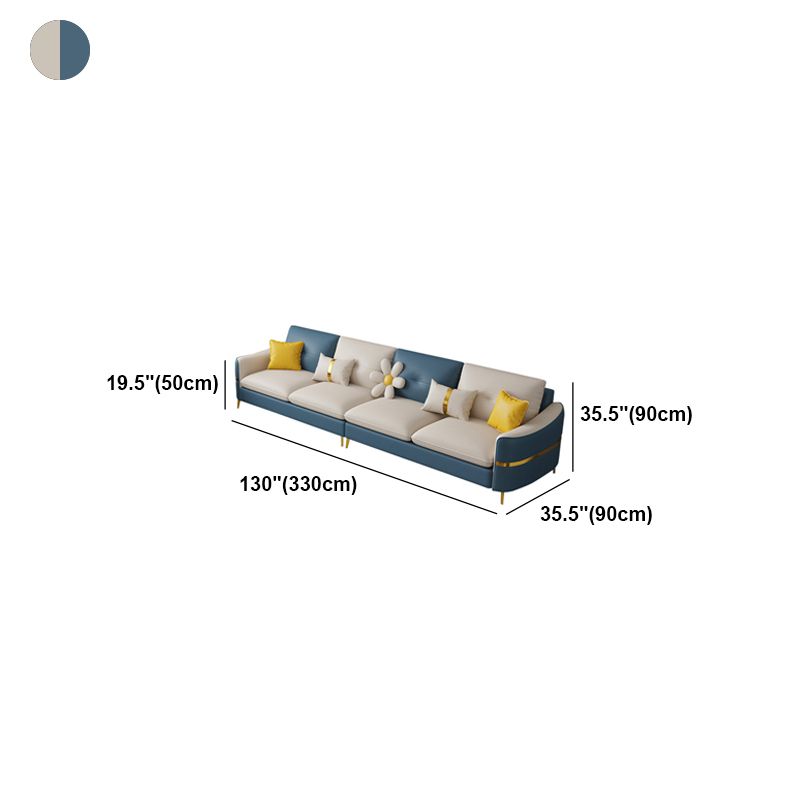 Faux Leather Square Arm Sofa with Pillows, 3/4 seat Sofa for Living Room Clearhalo 'furn' 'furn_sectionals' 'Furniture' 'Living Room Furniture' 'Sectionals' 1200x1200_c18395a7-5633-4cbd-afe7-6fd9b3fe80ee