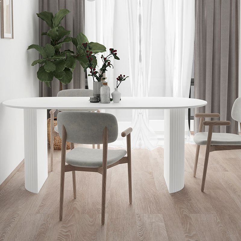 Contemporary Style Stone Dining Table Double Pedestal Table for Dining Room Clearhalo ' dining_table' 'Dining Tables & Seating' 'Dining Tables' 'furn' 'furn_dining_table' 'Furniture' 'furniture_dining_table' 'Kitchen & Dining Furniture' 'kitchen&dining_furn' 'kitchen' 'kitchen_dining_table' 1200x1200_c1842e30-4f79-4130-b128-edb022e6d372