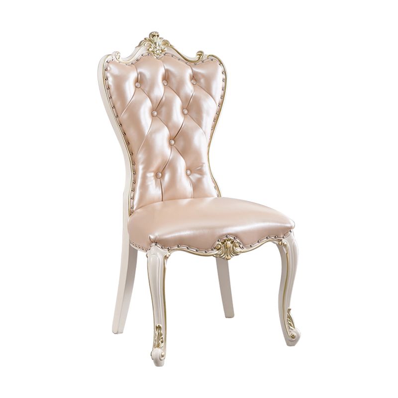 European Style Birch Parsons Side Chair Light Color Leather Dining Chair with White Legs Clearhalo ' kitchen&dining_furn' 'Dining Chairs' 'Dining Tables & Seating' 'dining_chair' 'furn' 'furn_dining_chair' 'Furniture' 'furniture_dining_chair' 'Kitchen & Dining Furniture' 'kitchen' 1200x1200_c184b2f5-4e08-470d-88c3-80693031dc1f