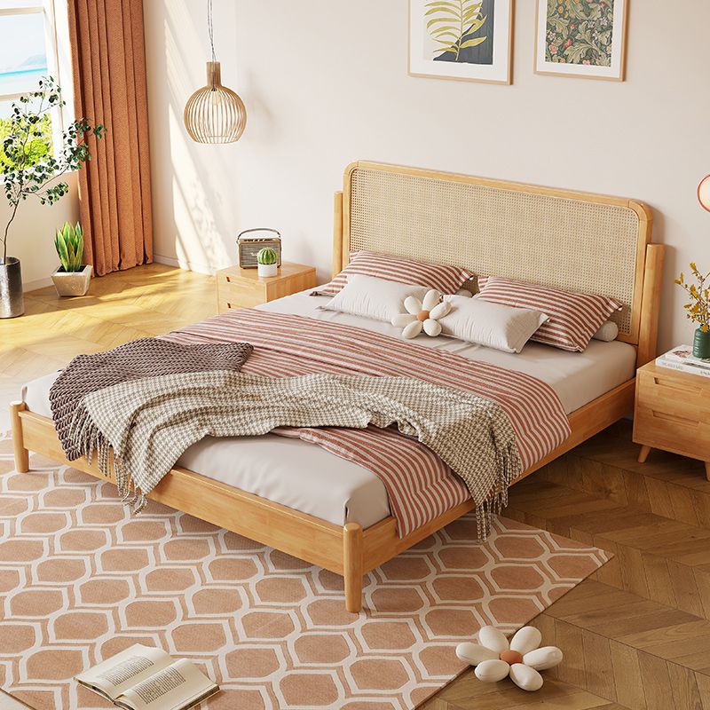 Letto standard rattan a colore solido letto tropicale con testiera