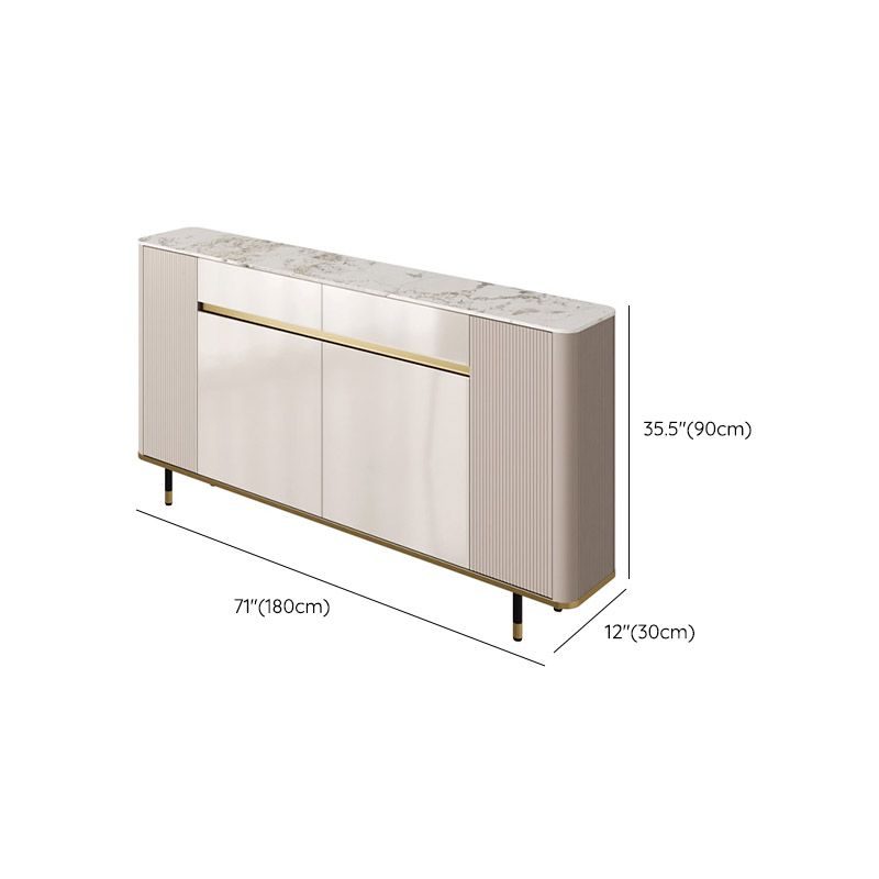 White Stone Top Sideboard Engineered Wood Side Board for Kitchen Use Clearhalo 'buffet_sideboard' 'Buffets & Sideboards' 'furn' 'furn_buffet_sideboard' 'Furniture' 'Kitchen & Dining Furniture' 1200x1200_c1883984-0d4f-40a3-9519-60f975b89207
