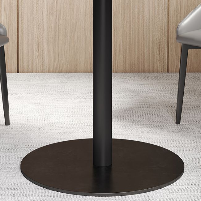 Mesa de comedor de piedra gris con base metálica, mesa de comedor redonda moderna para el hogar