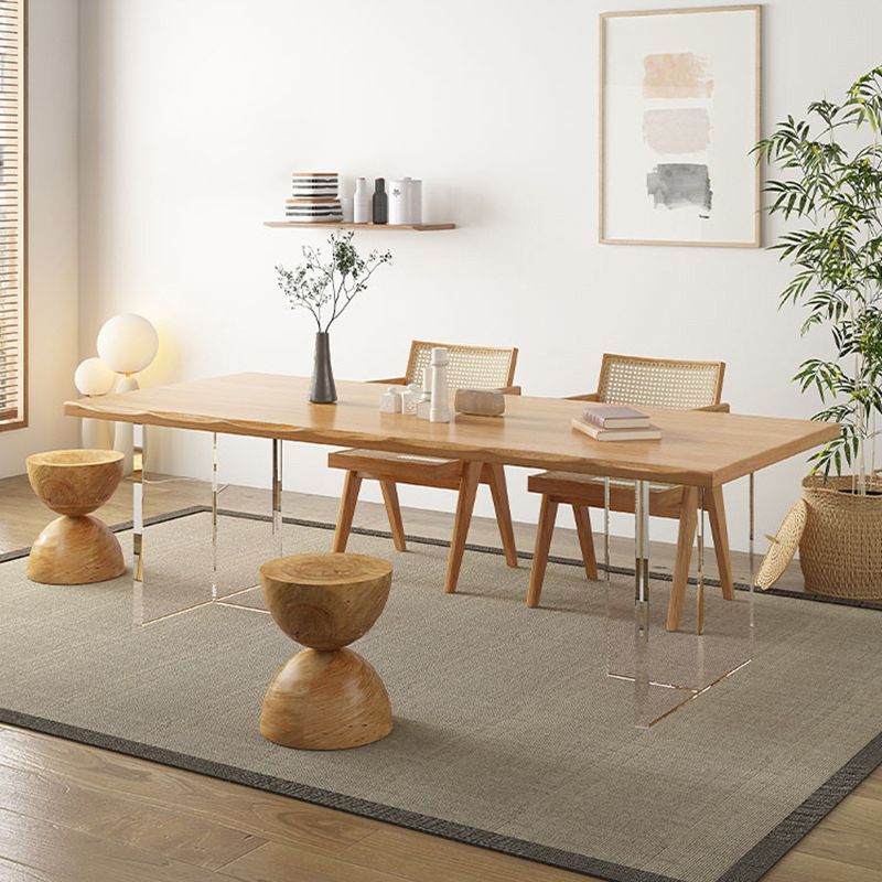 Rectangle Double Pedestal Dining Table Modern Wood Table for Living Room Clearhalo 'Dining Tables & Seating' 'Dining Tables' 'dining_table' 'furn' 'furn_dining_table' 'Furniture' 'Kitchen & Dining Furniture' 1200x1200_c189bb8f-b0c9-47ba-82c5-54414e550a72
