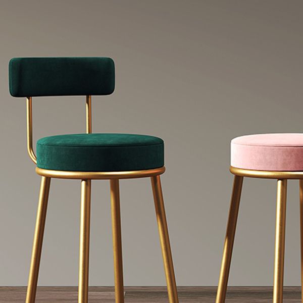 Tabourets de bar rembourrés de style glam pour les tabourets à dos rond avec des jambes en métal