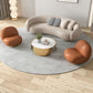 Contemporary Solid Color Sofa Upholstered Wool and Faux Leather Sofa
