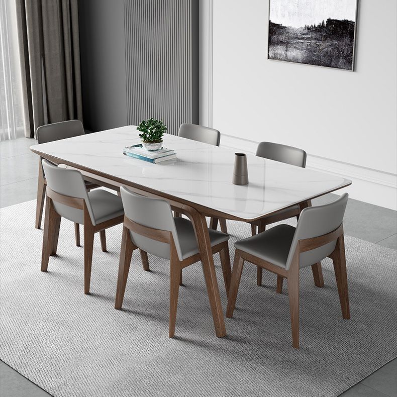 Modern Stone Rectangle Dining Table 4 Legs Table for Kitchen Clearhalo 'Dining Tables & Seating' 'Dining Tables' 'dining_table' 'furn' 'furn_dining_table' 'Furniture' 'Kitchen & Dining Furniture' 1200x1200_c18cbdfb-5387-4136-a318-9f652dcd15ec