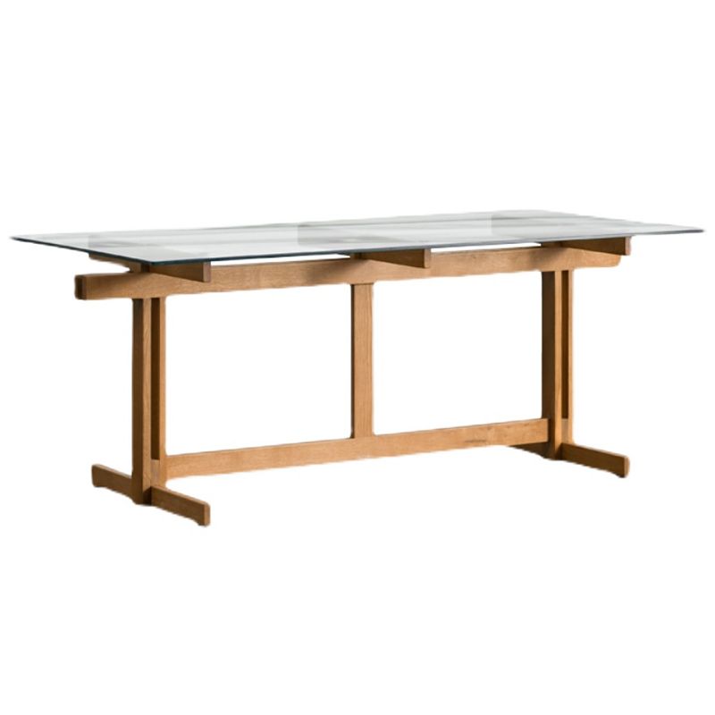 Trestle Table Clear Tempered Glass Dining Table Rectangle for Dining Room Home Clearhalo ' dining_table' 'Dining Tables & Seating' 'Dining Tables' 'Furniture' 'furniture_dining_table' 'Kitchen & Dining Furniture' 'kitchen&dining_furn' 'kitchen' 'kitchen_dining_table' 1200x1200_c18cf706-12a5-4778-8191-5e1eb397e910
