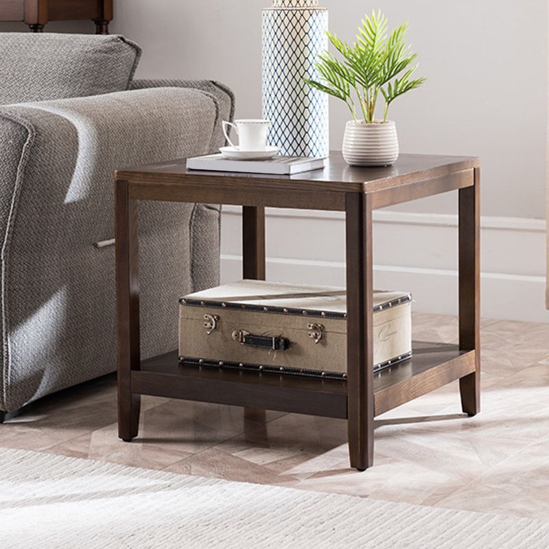 Table de l'extrémité en bois tradiculal Table d'appoint canapé à double niveau pour le salon