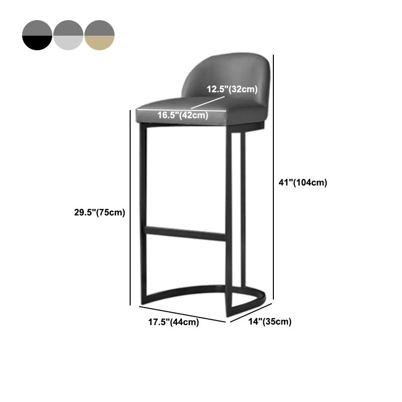 Moderne Rückenlehne Armless Counterhocker Iron Speisezimmer Barhocker mit Pedal und Kissen