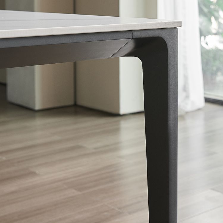 Contemporary Sintered Stone Dining Sets with Rectangle Table and Metal 4 Legs Base Dining Furniture Clearhalo 'Dining Room Sets' 'Dining Tables & Seating' 'dining_room_set' 'furn' 'furn_dining_room_set' 'Furniture' 'furniture_dining_room_set' 'Kitchen & Dining Furniture' 'kitchen&dining_furn' 'kitchen' 1200x1200_c18e9b3a-d7f0-47ca-95e1-a61b3465d418