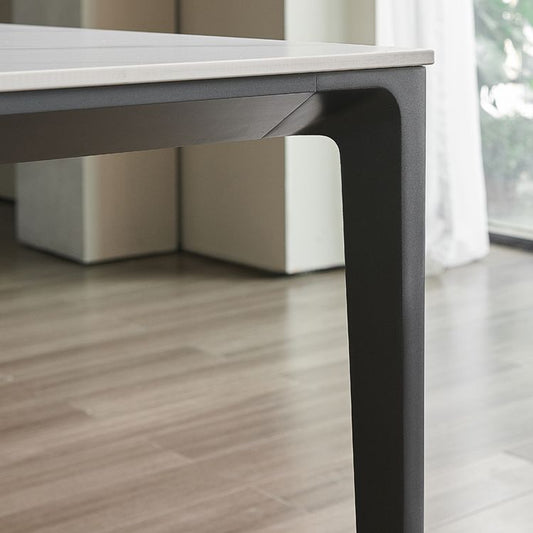 Contemporary Sintered Stone Dining Sets with Rectangle Table and Metal 4 Legs Base Dining Furniture Clearhalo 'Dining Room Sets' 'Dining Tables & Seating' 'dining_room_set' 'furn' 'furn_dining_room_set' 'Furniture' 'furniture_dining_room_set' 'Kitchen & Dining Furniture' 'kitchen&dining_furn' 'kitchen' 1200x1200_c18e9b3a-d7f0-47ca-95e1-a61b3465d418