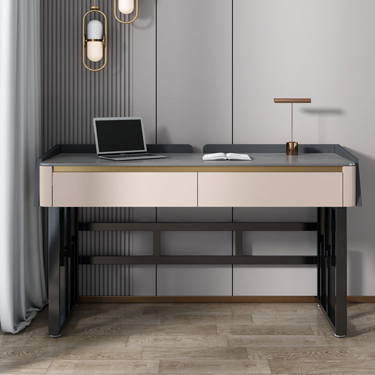 Rectangular Contemporary Stone Writing Desk Bedroom Office Desk with Drawers Clearhalo 'furn' 'furn_office_desk' 'Furniture' 'Office Desks' 'Office Furniture' 'office_desk' 1200x1200_c18ecffc-bfe0-4c55-830b-be74c4795121