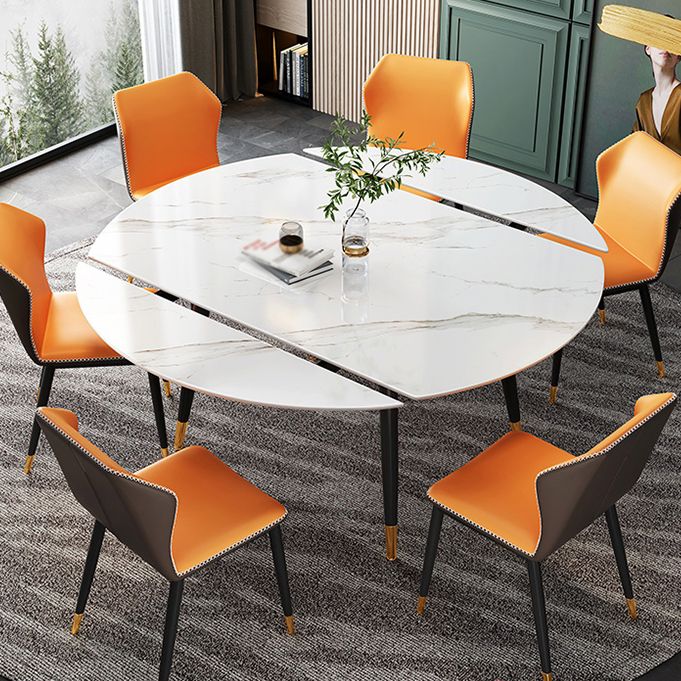 Traditional Luxury Round Drop-Leaf Dining Table Stone Furniture for Dining Room Clearhalo ' dining_table' 'Dining Tables & Seating' 'Dining Tables' 'furn' 'furn_dining_table' 'Furniture' 'furniture_dining_table' 'Kitchen & Dining Furniture' 'kitchen&dining_furn' 'kitchen' 'kitchen_dining_table' 1200x1200_c18f3434-3e98-4509-a353-f9b0fd3bd665