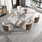 Metal Traditional Luxury Rectangle Table Sintered Stone Top Table with Pedestal Base Clearhalo ' dining_table' 'Dining Tables & Seating' 'Dining Tables' 'furn' 'furn_dining_table' 'Furniture' 'furniture_dining_table' 'Kitchen & Dining Furniture' 'kitchen&dining_furn' 'kitchen' 'kitchen_dining_table' 1200x1200_c18f36e9-f14d-4adc-a8f7-dcf79022ce4d