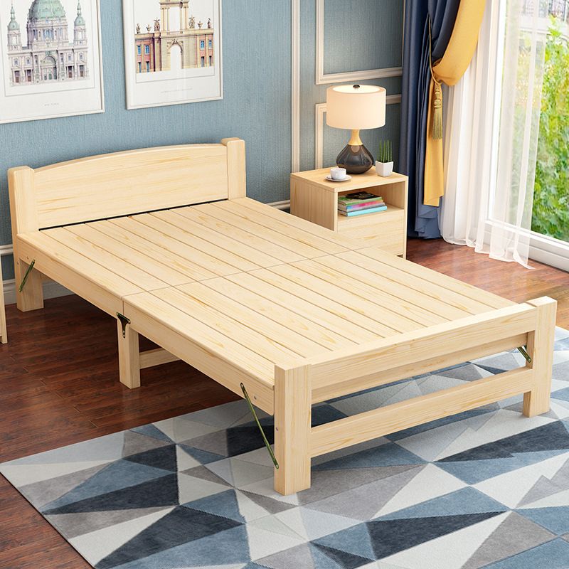 Natural Pine Wood Bed Frame Nordic 21.65" H Folding Bed with Headboard Clearhalo 'Bedroom Furniture' 'Beds' 'furn' 'furn_beds' 'Furniture' 1200x1200_c18f4929-5631-4be0-af62-625a7e6271b6
