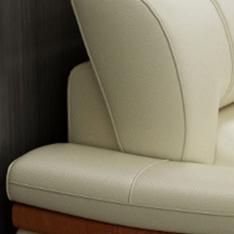 Nordic Style Sofa Bed Leather in Beige/grey/beige Cushioned Back Sofa