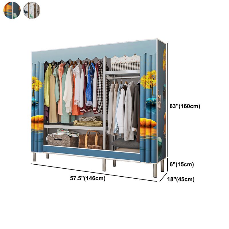 Contemporary Bedroom Wardrobe Metal Wardrobe Closet with Shelves Clearhalo 'Armoires & Wardrobes' 'armoires_wardrobes' 'Bedroom Furniture' 'furn' 'furn_armoires_wardrobes' 'Furniture' 1200x1200_c191bc0c-620b-4634-849c-123048e284f9