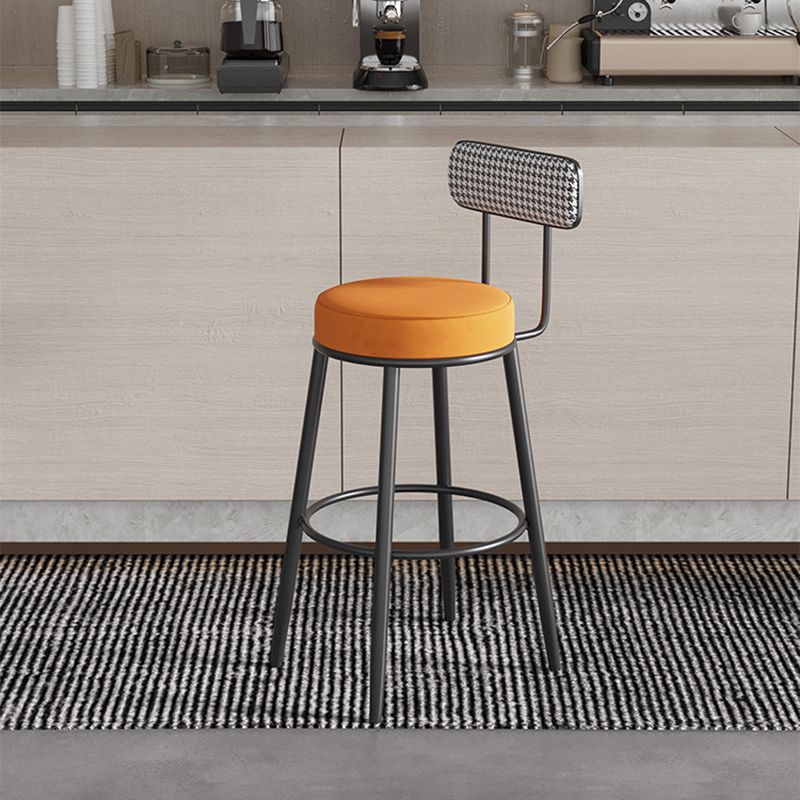 Black Metal Nordic Barstool Low Back Indoor Tall Stool with Upholstered Seat Clearhalo 'Bar Furniture' 'Bar Stools' 'bar_stools' 'furn' 'furn_bar_stools' 'furniture_bar_stools' 'Kitchen & Dining Furniture' 'kitchen&dining_furn' 'kitchen' 'kitchen_furn' Furniture' 1200x1200_c191c881-174f-4eb2-8a3c-c84a031cae76