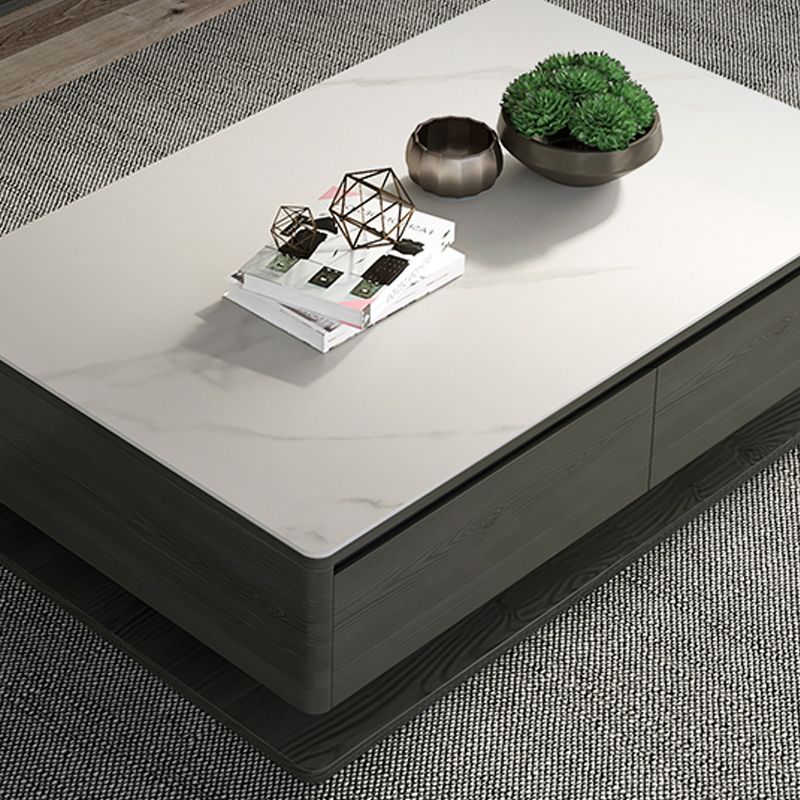 16"H Moderner Couchtisch aus Schiefer, rechteckiger Einzel-Cocktailtisch