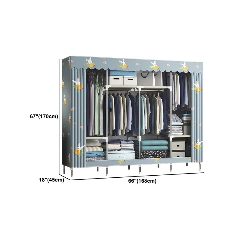 Contemporary Wardrobe Metal Bedroom Wardrobe Closet with Shelves Clearhalo 'Armoires & Wardrobes' 'armoires_wardrobes' 'Bedroom Furniture' 'furn' 'furn_armoires_wardrobes' 'Furniture' 1200x1200_c19329b6-05ec-4035-83dc-5b0aa28f1cbb