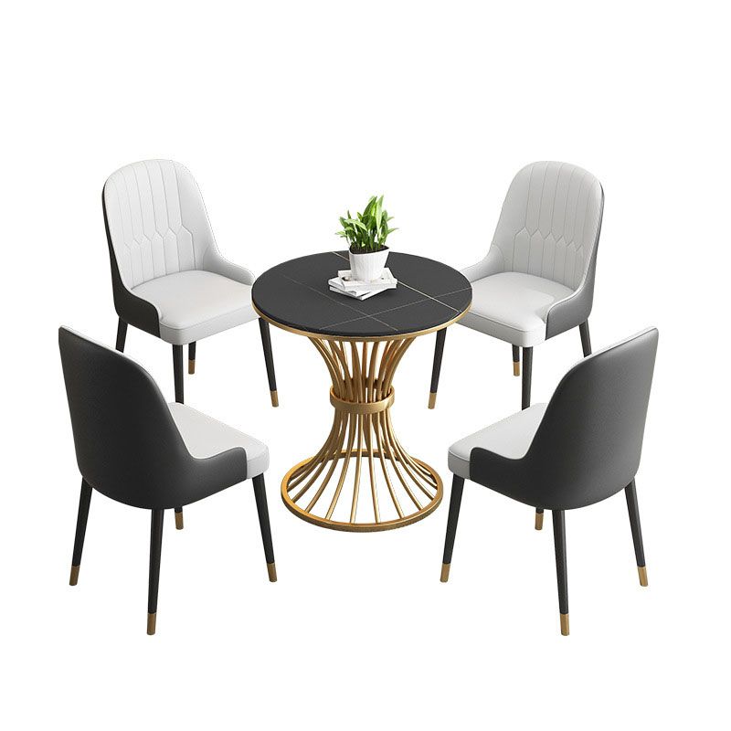 Glam Style 1/3/4/5 Pieces Dining Set Round Sintered Stone Dining Table Set Clearhalo 'Dining Room Sets' 'Dining Tables & Seating' 'dining_room_set' 'furn' 'furn_dining_room_set' 'Furniture' 'furniture_dining_room_set' 'Kitchen & Dining Furniture' 'kitchen&dining_furn' 'kitchen' 1200x1200_c1965d9e-cc10-44a9-b2cd-3ceb62fb9aaa