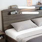 Wood Standard Bed in Gray Panel Bed with Rectangular Headboard