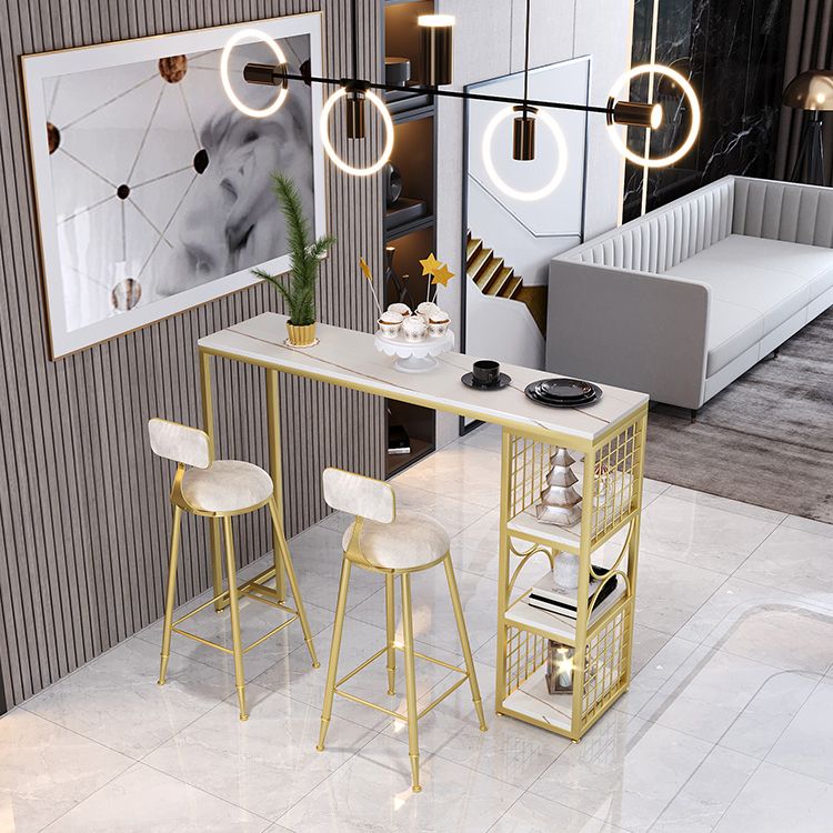 Eigentijdse dubbele pedestal patio balk tafel indoor stenen bistro bars tafel met opslag