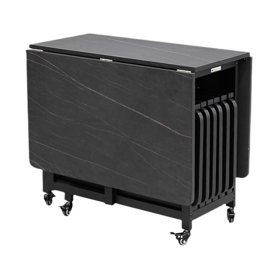 Modern 1/2/5/7 Pieces Foldable Dinette Set Black Wood Dining Table Set for Kitchen Clearhalo 'Dining Room Sets' 'Dining Tables & Seating' 'dining_room_set' 'furn' 'furn_dining_room_set' 'Furniture' 'furniture_dining_room_set' 'Kitchen & Dining Furniture' 1200x1200_c199aea5-382e-4749-af02-4105a3231866